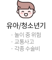 유아/청소년기 : 각종 상해사고,질병 위험,응급실 진료